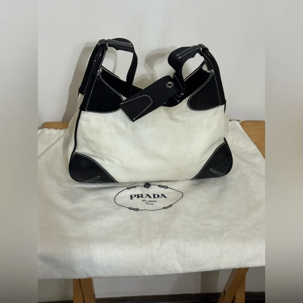Prada Cream and Black Shoulder Bag - Picture 10 of 14